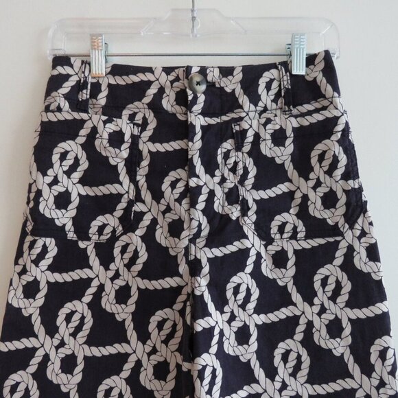 ANTHROPOLOGIE MAEVE The Colette Nautical Rope Wide Leg Cropped Linen Blend Pants - Picture 3 of 16